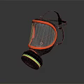 Fire Safety Respirator Mask With Transparent Face Shield Orange Frame And Filter Canister Head Straps