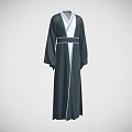 Traditional Long Robe With Dark Exterior White Lining Wide Sleeves And Sash Belt