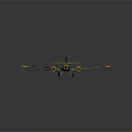 Camouflage Green Twin Engine Airplane Model With Yellow Wing Tips And Black Cross Markings