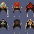 Traditional Chinese Hair Accessories with Ornate Designs Gemstones and Tassel Decorations