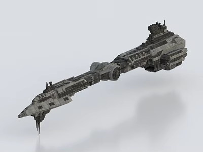 Futuristic Sci Fi Warship With Long Hull And Intricate Metallic Design 3d model