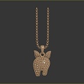 Modern Necklace Piggy Pendant Piggy Pendant Ornament 3d model