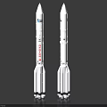 Two White Rocket Models With Detailed Design And Spacecraft Elements
