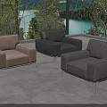 Modern Outdoor Single Sofa in Light Pink Dark Gray Light Gray with Lake Mountain Setting