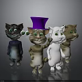 Cute Cartoon Cats With Purple Top Hat Green Big Eyes And Various Colors