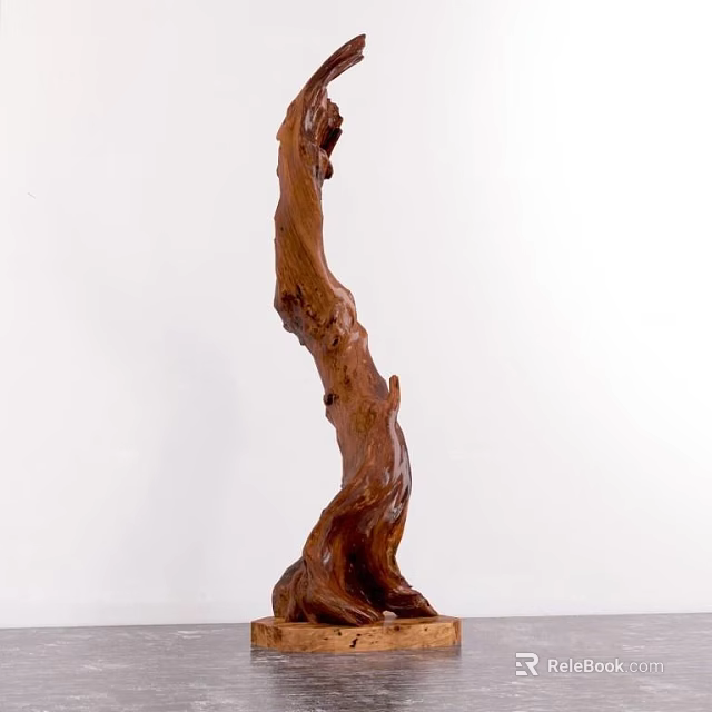 Natural Wooden Ornament Decoration Set With Root Shaped Curved Design For Home Decor 3d model 