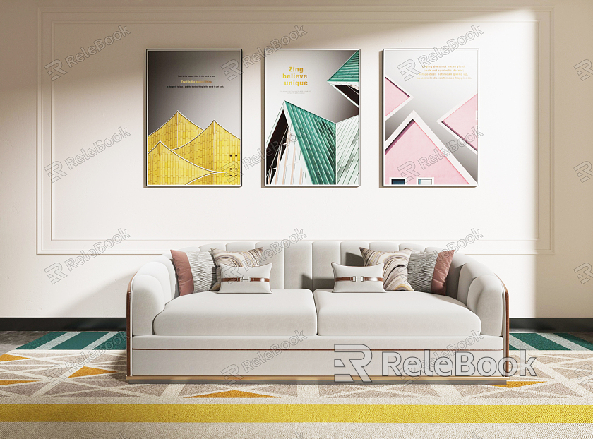 Modern double sofa decorative painting model