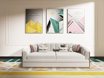 Modern double sofa decorative painting 3d model