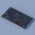 Rectangular Decorative Panel With Checkerboard Grid Surface Red Symbol And Green Circular Logo