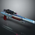 Modern Tactical Gun With Red Scope Metallic Barrel And Red Grip Design 3d model