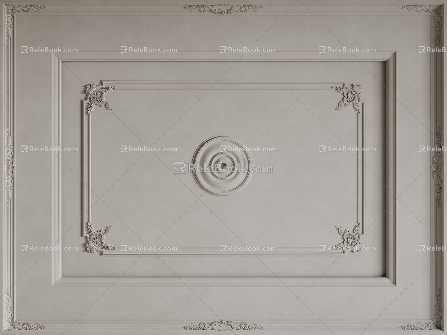 French ceiling French lamp panel French carved lines 3d model