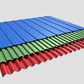 Blue Green Red Corrugated Metal Sheets Stacked As Construction Roofing Components 3d model