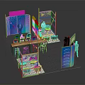 Greenchem Exhibition Booth Design Featuring Display Areas Tables Chairs And Figures