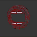 Futuristic Circular Mechanical Structure With Metal Frame And Protruding Modules
