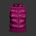 Pink Puffer Vest with High Collar Zipper Front Puffy Design Fashion Outerwear