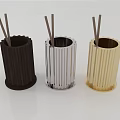 Black Silver Gold Decorative Ornament Set with Aromatic Sticks and Vertical Striped Design