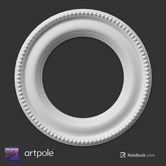 Elegant Round White Decorative Component With Beaded Edge For Ceiling Ornament 3d model 