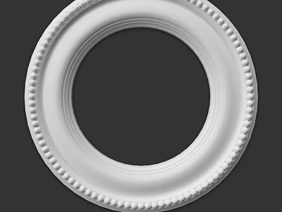Elegant Round White Decorative Component With Beaded Edge For Ceiling Ornament 3d model