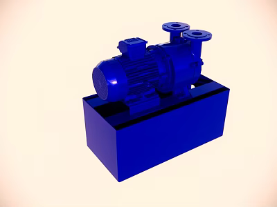 Blue Industrial Pump Equipment With Electric Motor And Square Base 3d model