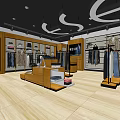 Modern Clothing Store With Window Display And Interior Apparel Racks 3d model