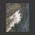 3D Mountainous Terrain Model With Snowy Peaks And Colorful Topographic Details