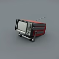 Vintage Retro TV With Red And Black Design Antenna And Classic Old Fashioned Look