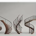 Various Spiral Staircase Design Styles With Wooden Steps And Metal Railings