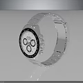 Stylish Silver Watch With Metal Strap White Dial And Black Bezel