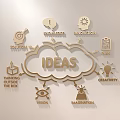 Decorative Cloud Shaped Wall Hanging Featuring IDEAS Center and Creative Innovation Icons 3d model