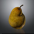 Ripe Yellow Pear With Brown Spots On Dark Background And Reflection