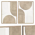 Abstract Art With Curved Lines Striped Patterns In Neutral Tones 3d model