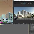 Modern Multi Storey Office Building With Glass Curtain Wall Along Street With Cars And Trees