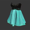 Elegant Strapless Black Turquoise Cocktail Dress With Lace Trim And Chiffon Skirt