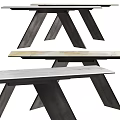 Modern Dining Table With Marble Top And Geometric Metal Legs Design 3d model