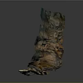 Layered Rocky Terrain Model with Colorful Stratified Textures and Eroded Surface Features