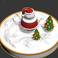 Christmas Decorative Ornament Set With Snow Globe Snowman Santa Hat And Trees 3d model
