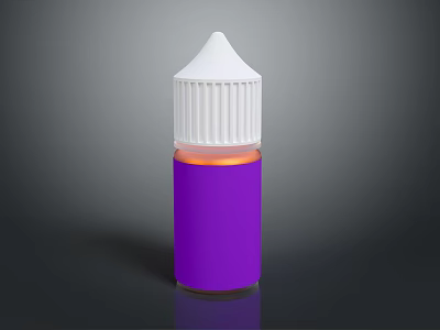 Purple E Liquid Bottle With White Dropper Top And Sleek Cylindrical Design 3d model