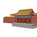 Chinese Ancient Architecture With Red Walls Yellow Roof Ornate Eaves And Stone Steps