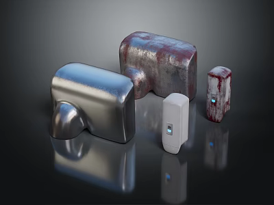 Modern Daily Electrical Appliances With Silver Red White Textured Surfaces And Indicator Lights 3d model