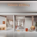 Fashion Clothing Store Modern Design With Glass Door And Mannequin 3d model