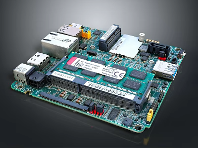Advanced Electronic Circuit Board Featuring Integrated Components Ports And Chips Design 3d model
