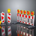 Traffic Control Barriers With Red White Stripes And Warning Lights