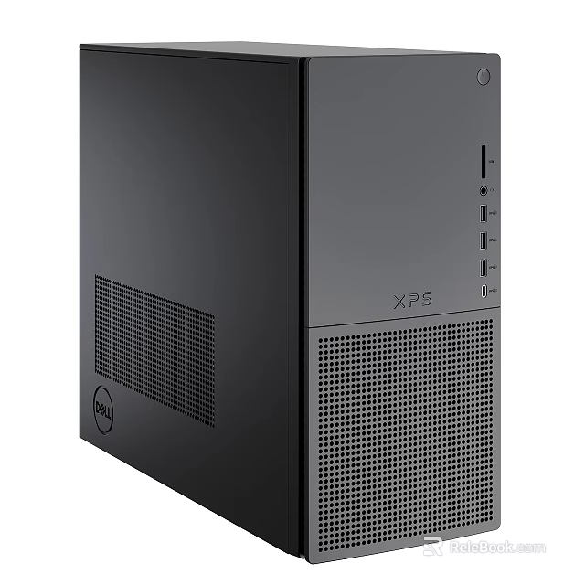 Sleek Dell XPS Desktop Tower With Modern Black Design And Ventilation Grille 3d model 