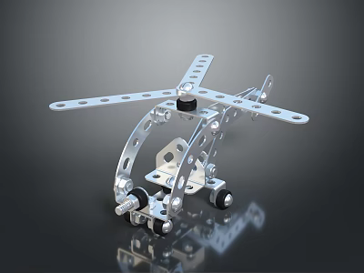 Metal Helicopter Model With Detailed Mechanical Structure Rotor Blades And Wheels 3d model