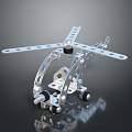 Metal Helicopter Model With Detailed Mechanical Structure Rotor Blades And Wheels
