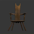 Classic Wooden Single Chair With Armrests And Vertical Slat Backrest Design