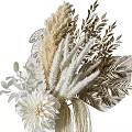 Modern White Vases With Dried Flowers And Golden Leaf Decor