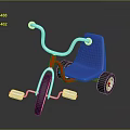 Kids' Tricycle With Red Frame Blue Seat Silver Handlebars And White Pedals