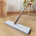 Flat Mop With White Cleaning Pad And Metal Handle For Wooden Floor Cleaning