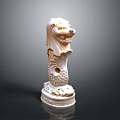 Artistic White Merlion Sculpture With Detailed Lion Head And Fish Tail Design Base